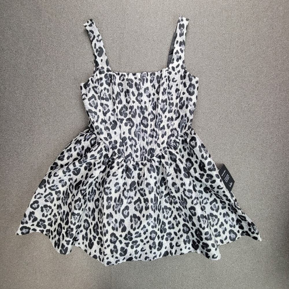 Lulus Dress Women S Grey Animal Print Mini Corset Flare